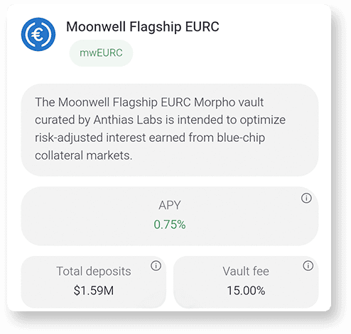 Moonwell Flagship EURC vault detail